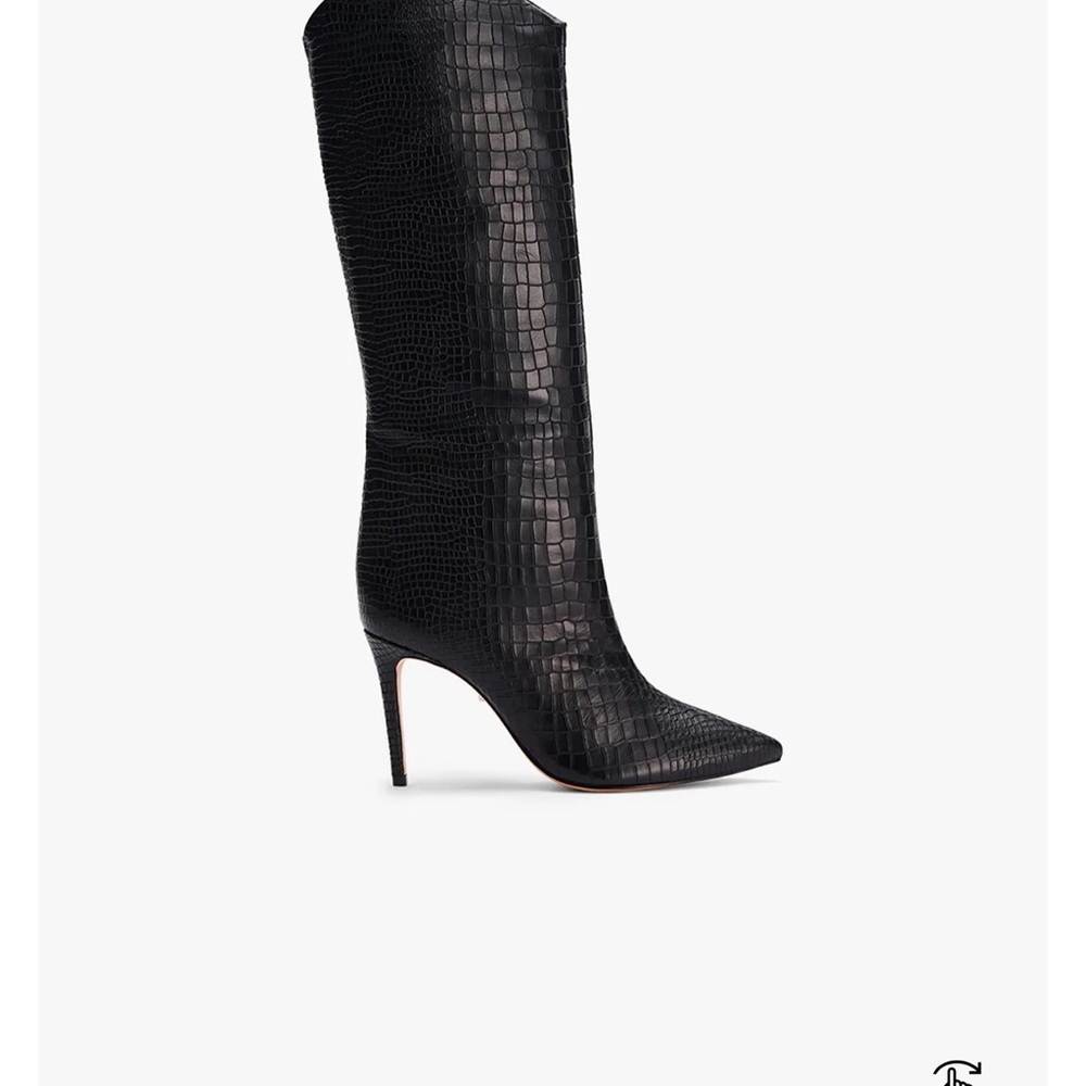 SCHUTZ Women's Croc-Embossed Coral Heeled Boots - Picture 9 of 9